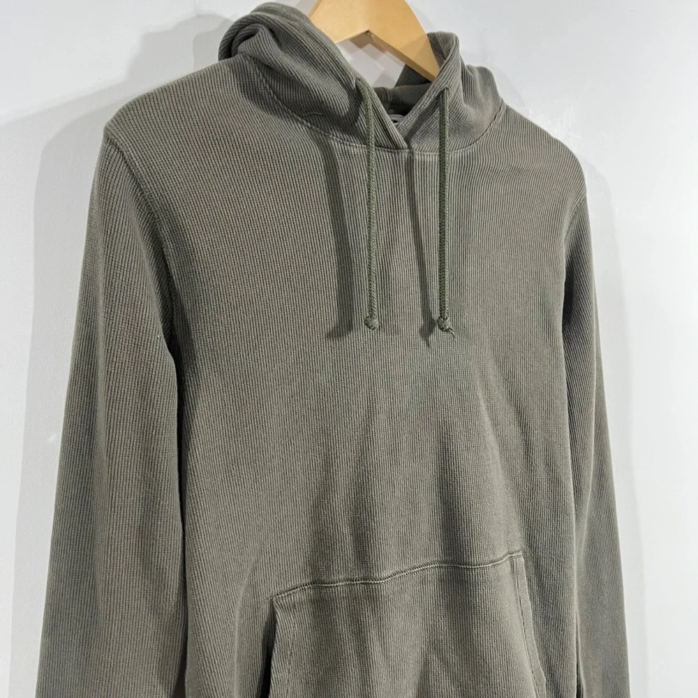 North Face Gorpcore Outdoors Hiking Waffle Knit Thermal Hoodie Mens Medium Green